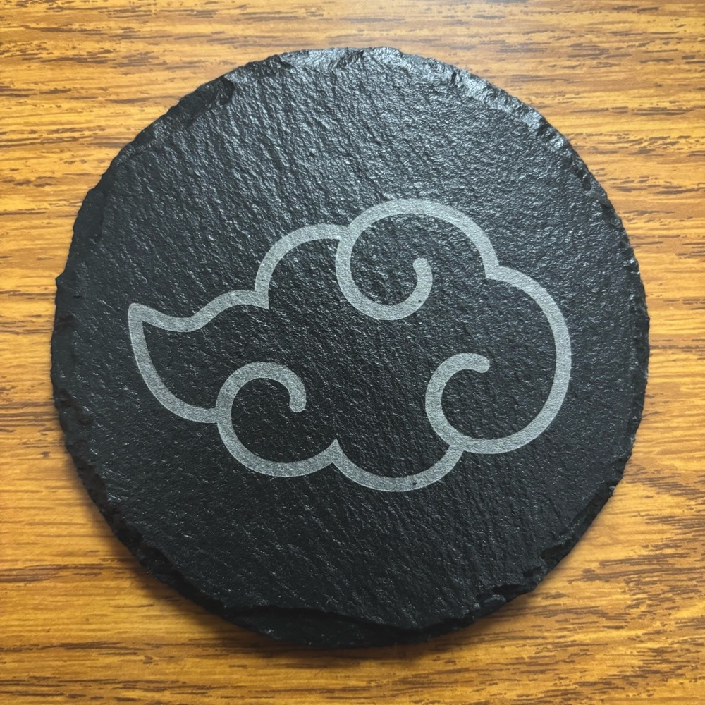 Naruto Akatsuki Symbol Laser Engraved Painted Slate Coaster